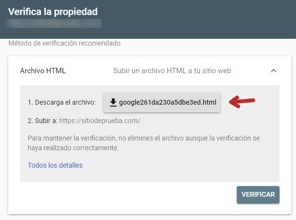 Verificar Propiedad Google Search Console
