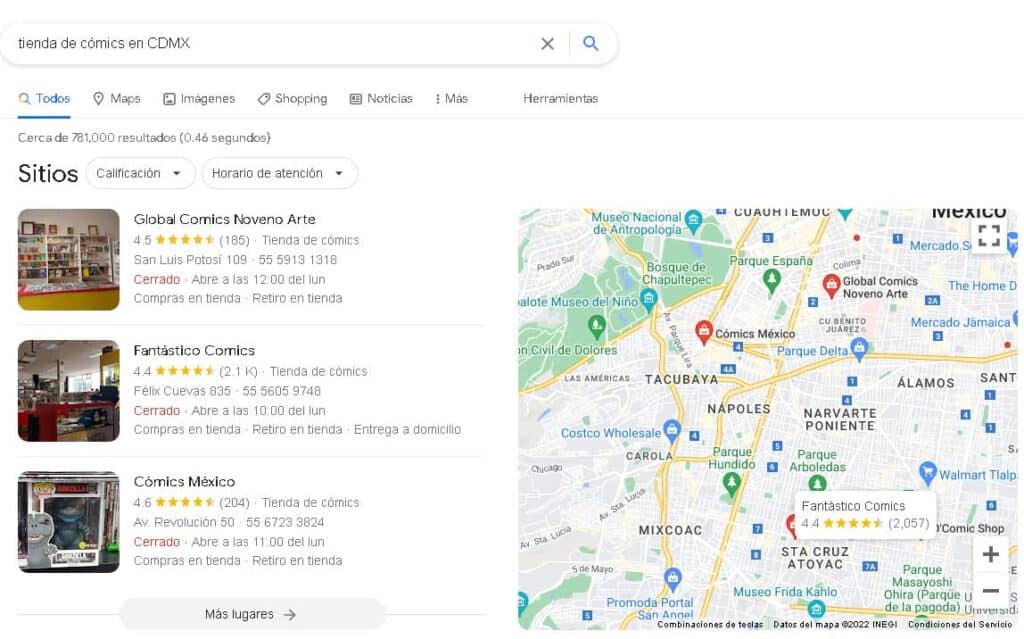 Local Pack SERP example serp google