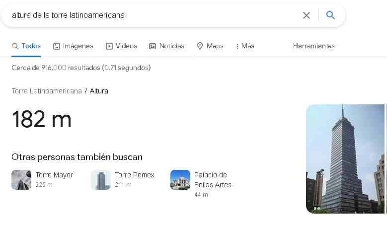Direct Answer Box example serp google