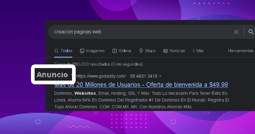 Paid search results’ ads serp google