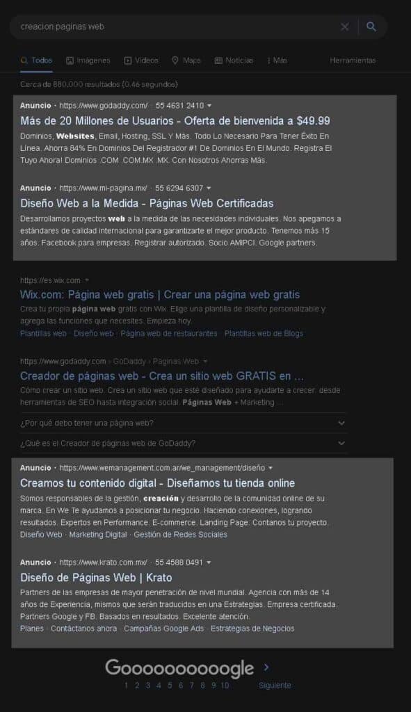Ads at the top and bottom of SERPs page serp google