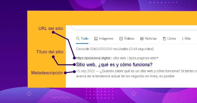 Organic search results snippet example serp google