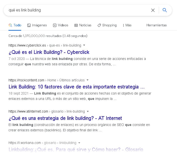 Link Building First Page SERP serp google