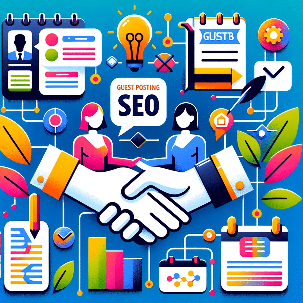 Ilustración de colaboración en posteo invitado SEO | Posiciona.Digital