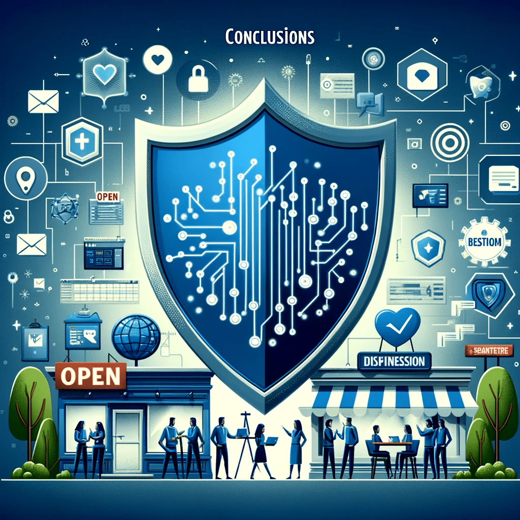 Escudo con motivos digitales y empresas prosperando, simbolizando el marketing como aliado. | Posiciona.Digital