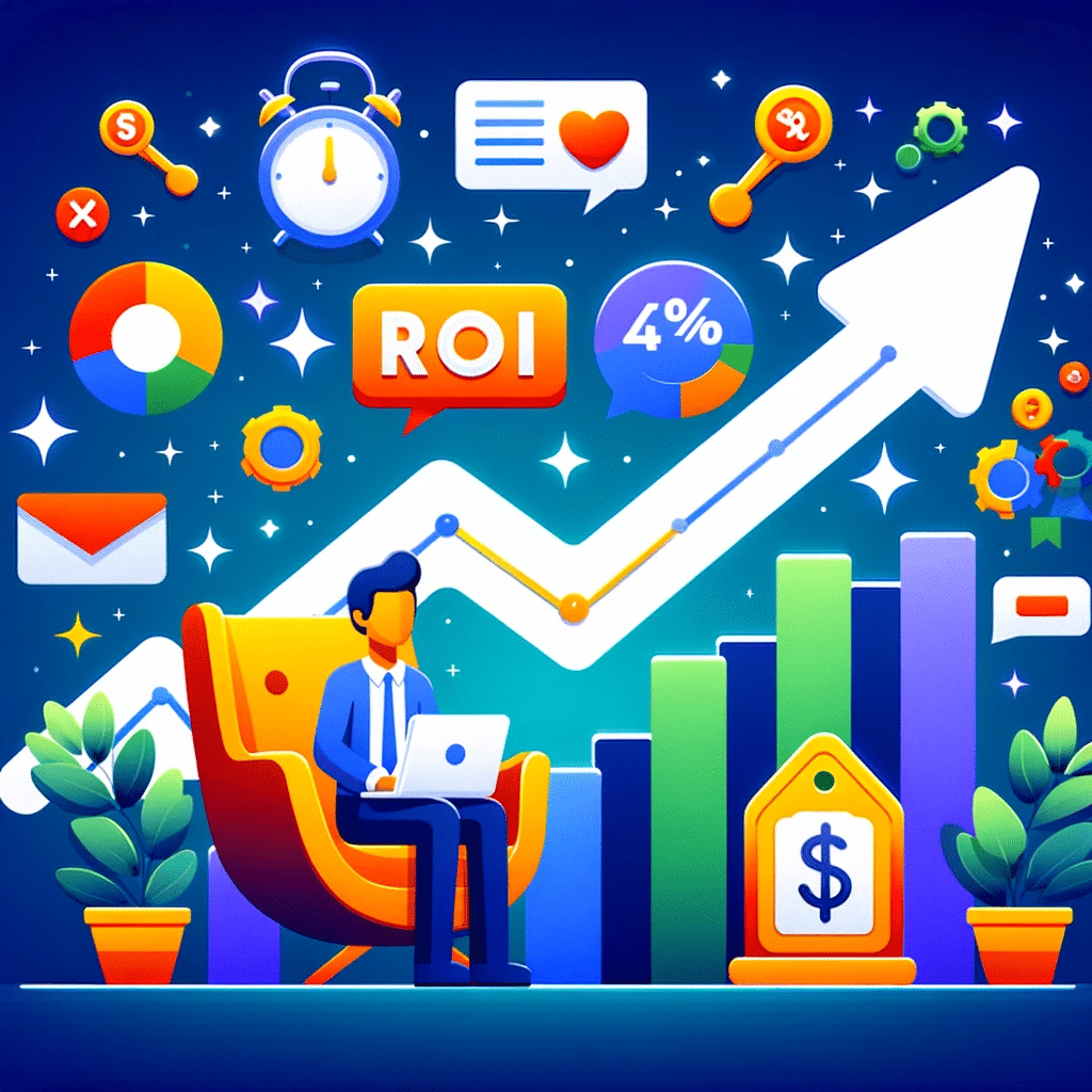 Ilustración mostrando los beneficios de Google Ads, con gráficos de crecimiento y anuncios, en estilo moderno. | Posiciona.Digital