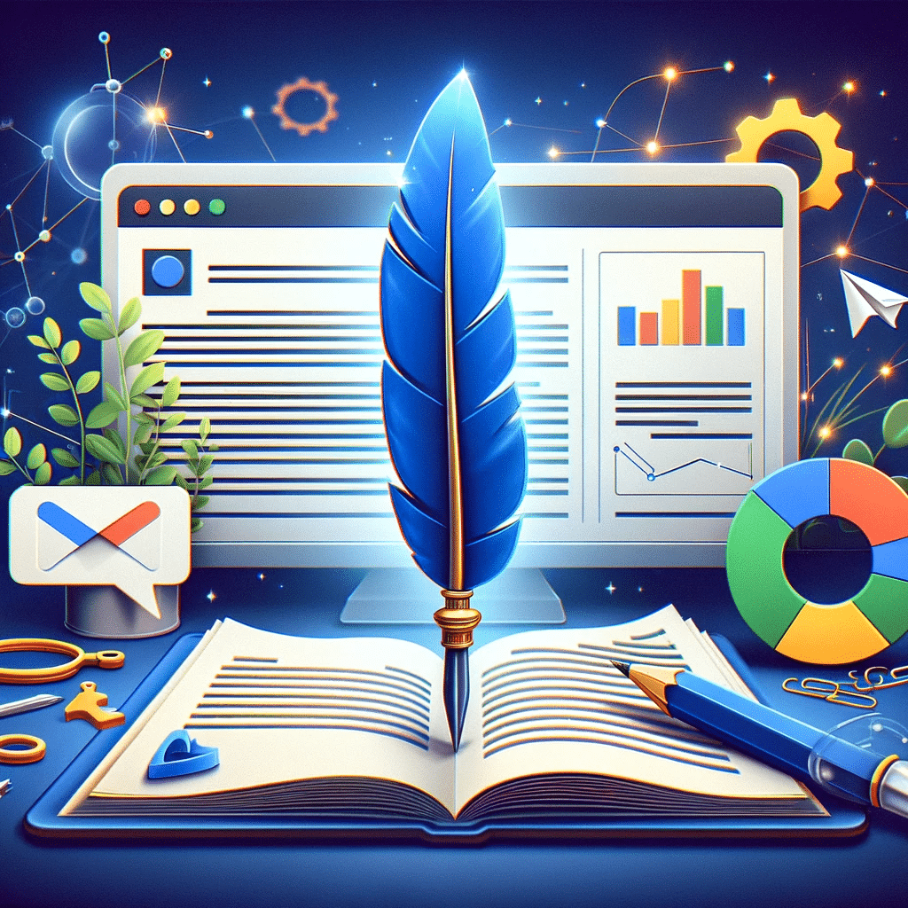 Pluma estilográfica sobre anuncio de Google, destacando. | Posiciona.Digital