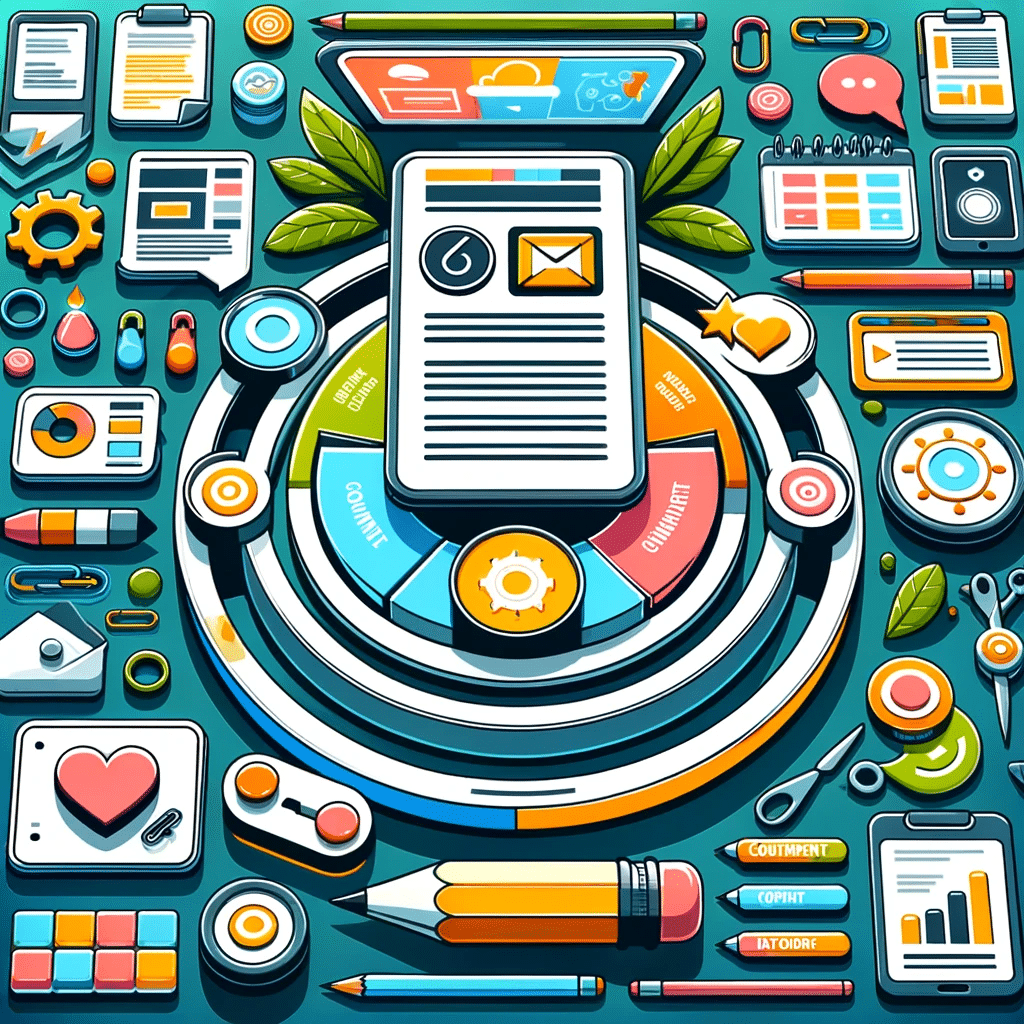 Ilustración mostrando la optimización de contenido y CTA en landing pages para marketing digital | Posiciona.Digital