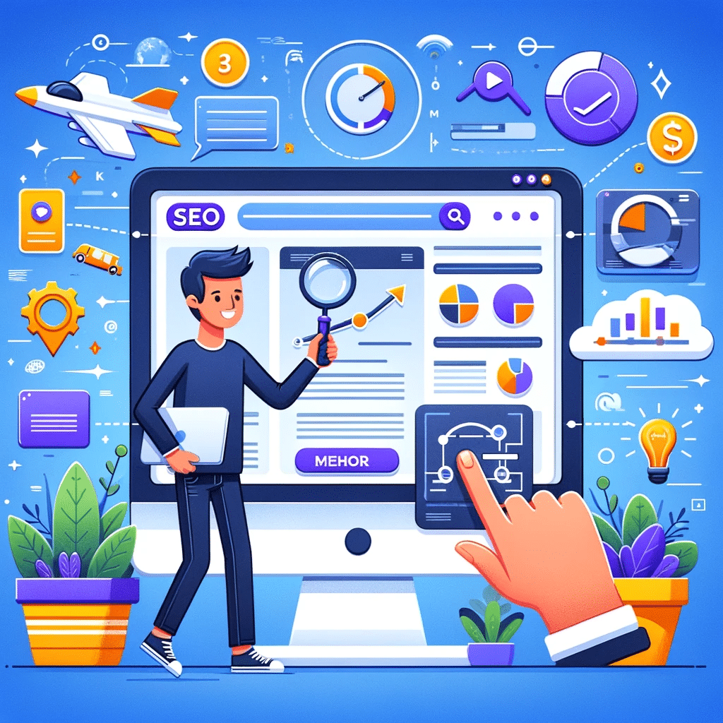 Imagen de usuario feliz con interfaz de e-commerce optimizada por SEO, mostrando velocidad y facilidad. | Posiciona.Digital