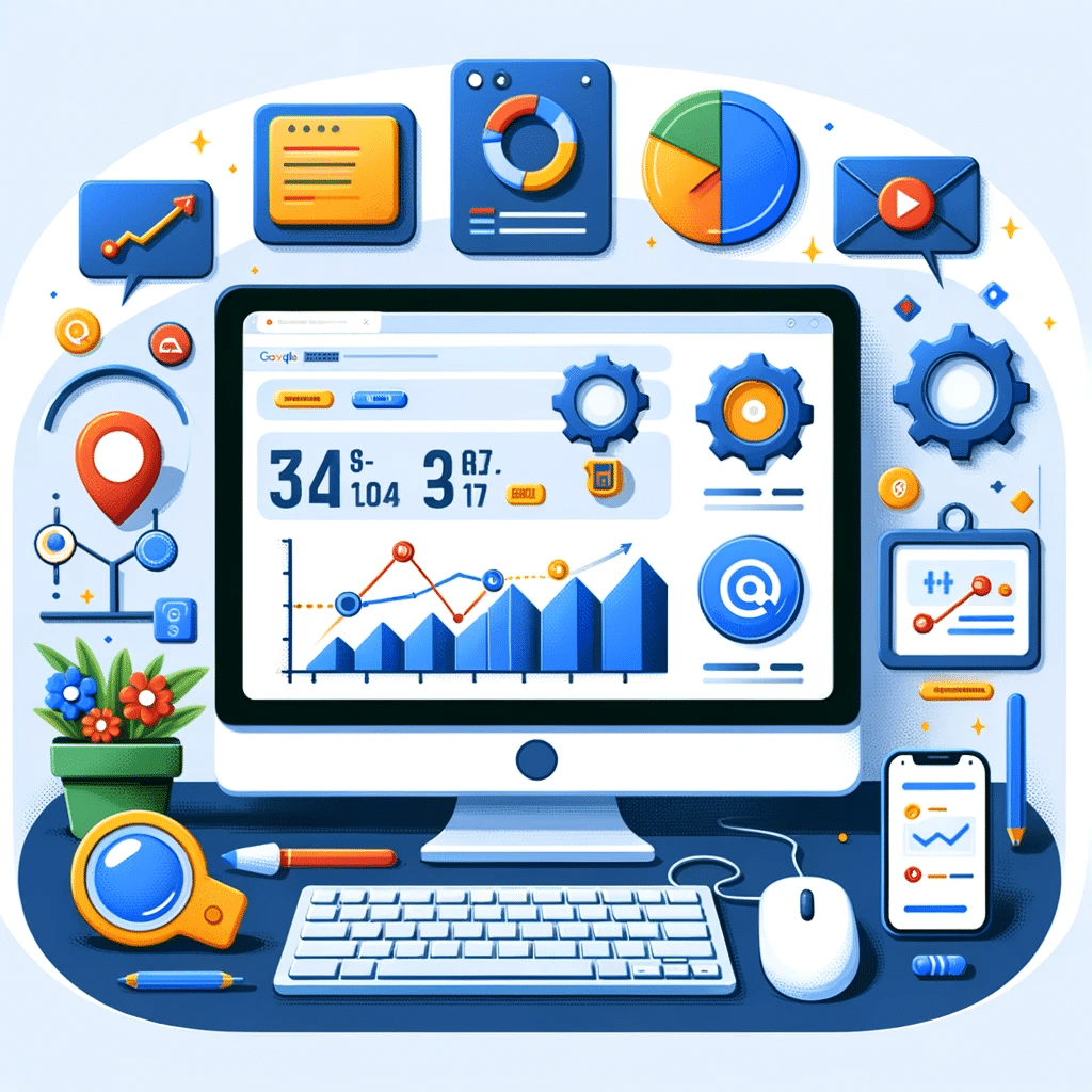 Gráfico de computadora con dashboard de usar Google Analytics y herramientas SEO para seguimiento eficiente. | Posiciona.Digital