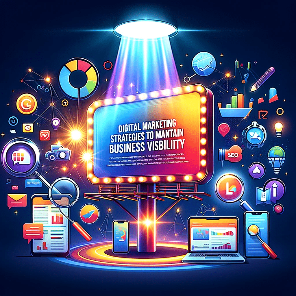 Foco en cartel digital con estrategias de marketing para visibilidad de negocios, incluyendo SEO y redes sociales. | Posiciona.Digital