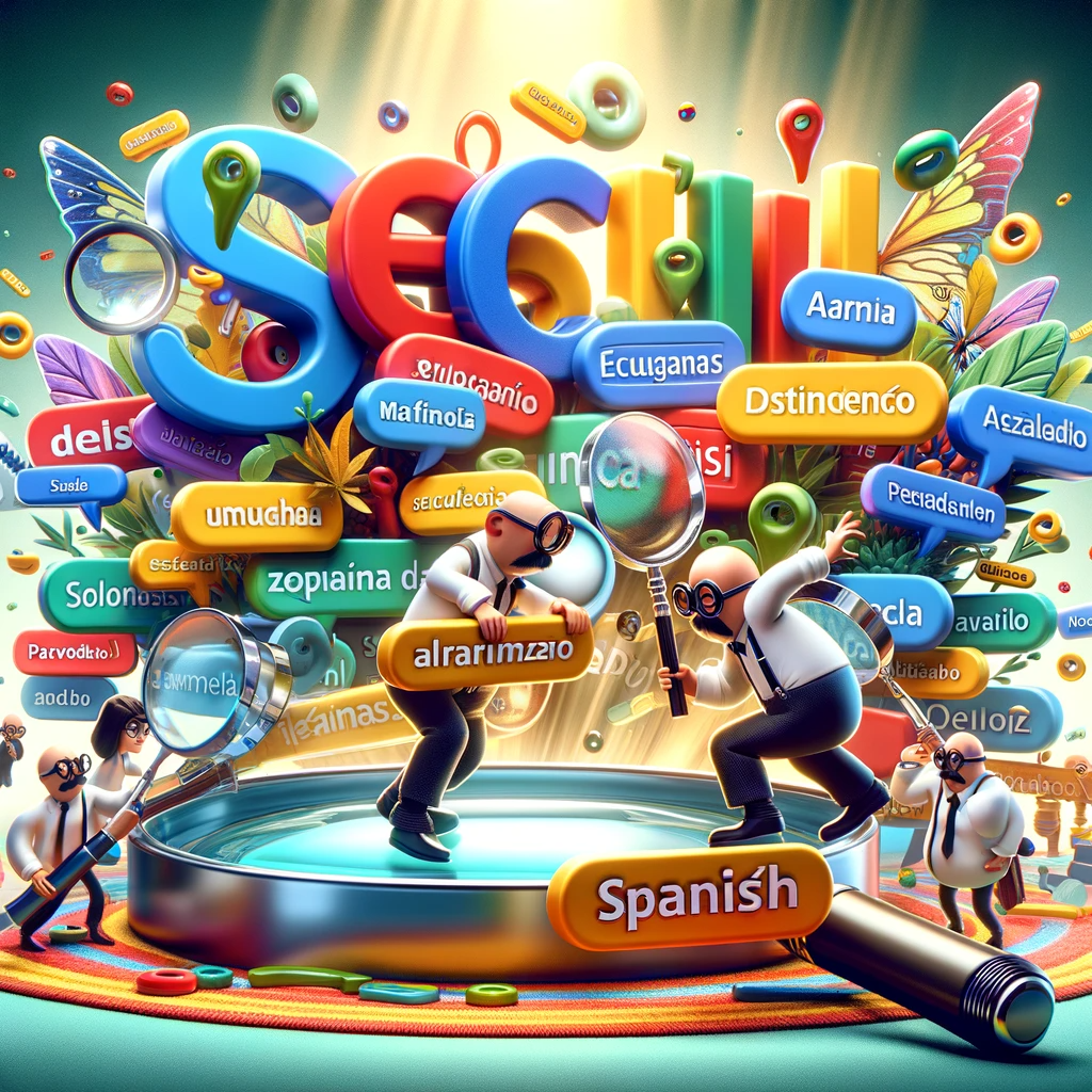 Caricatura de especialistas en SEO con palabras clave. | Posiciona.Digital