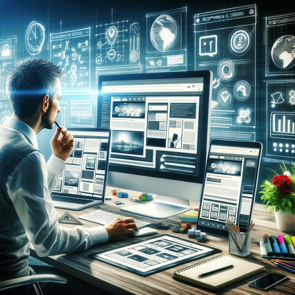Desarrollador creando diseño web responsivo para SEO móvil. | Posiciona.Digital