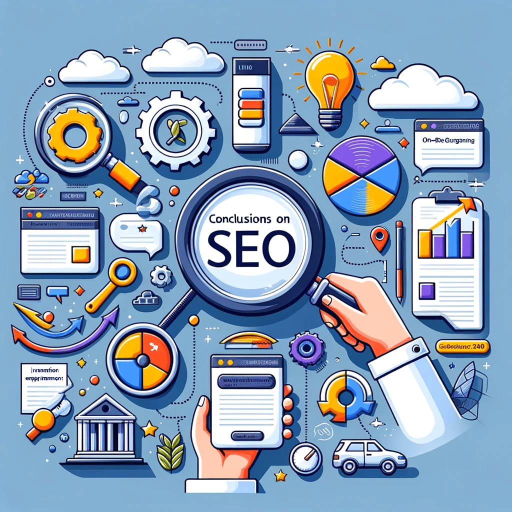 lustración digital sobre elementos clave del SEO en la página y su evolución constante en el marketing digital | Posciona.Digital