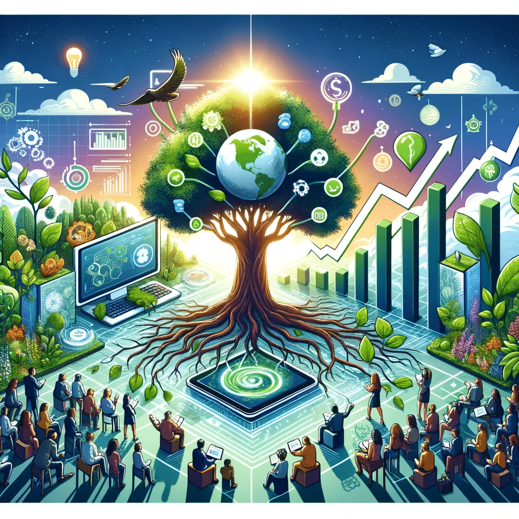 Árbol digital y crecimiento en mercadotecnia sostenible. | Posiciona.Digital