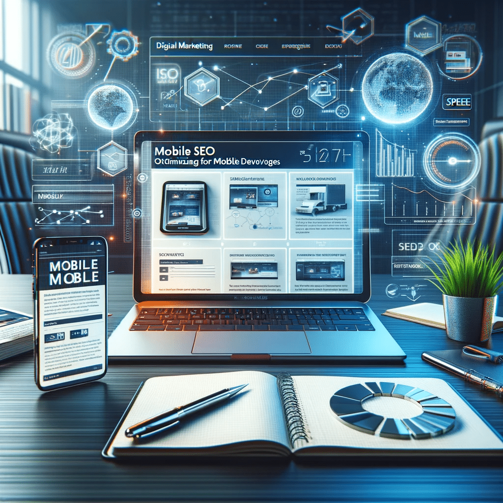 Profesional de marketing optimizando SEO para dispositivos móviles. | Posiciona.Digital