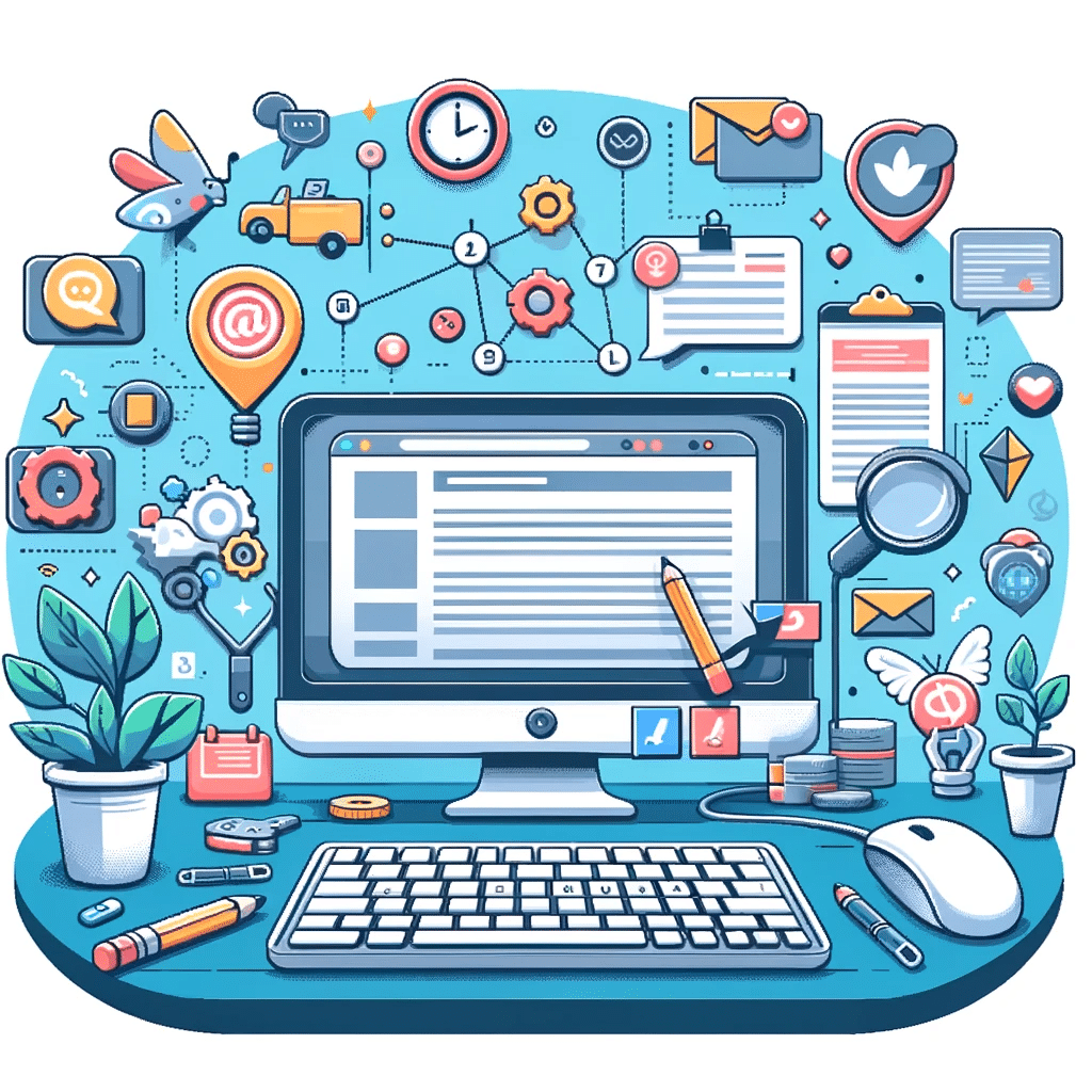 Imagen de blog central en marketing digital con teclado, ratón y gráficos, estilo moderno para web de marketing. Estrategias de retención | Posiciona.Digital