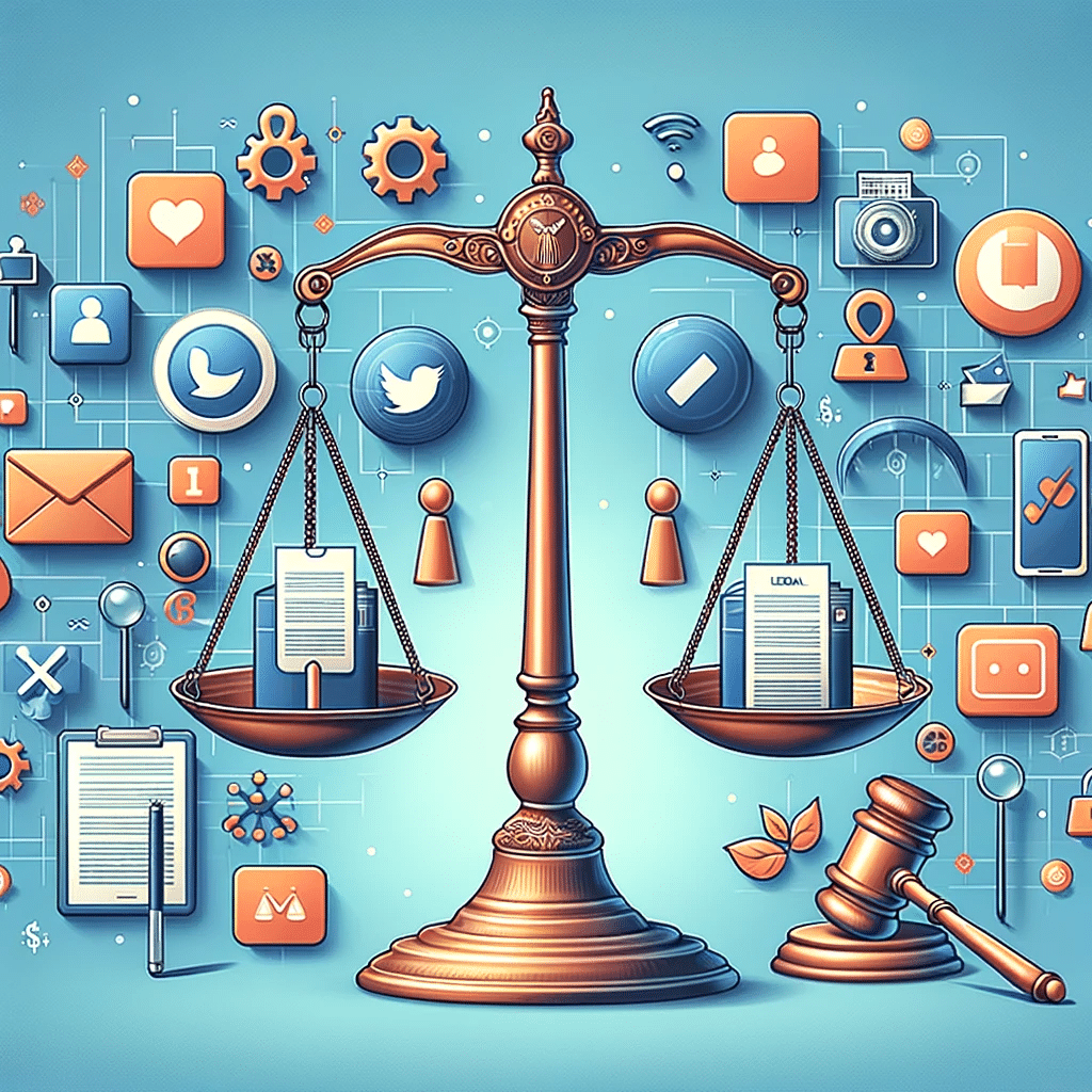 Balanza de justicia con elementos de ética y legalidad en marketing digital para pymes. Google ads | Posiciona.Digital