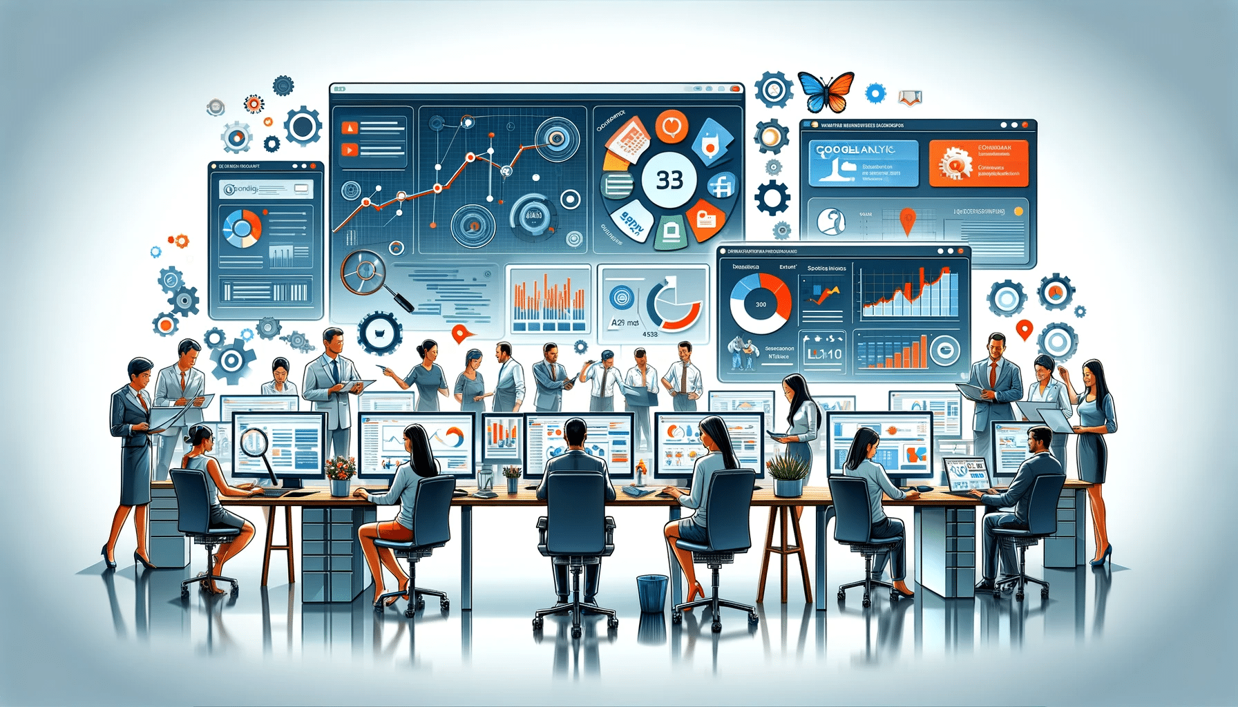 Profesionales usando herramientas de análisis de datos en marketing | Posiciona.Digital