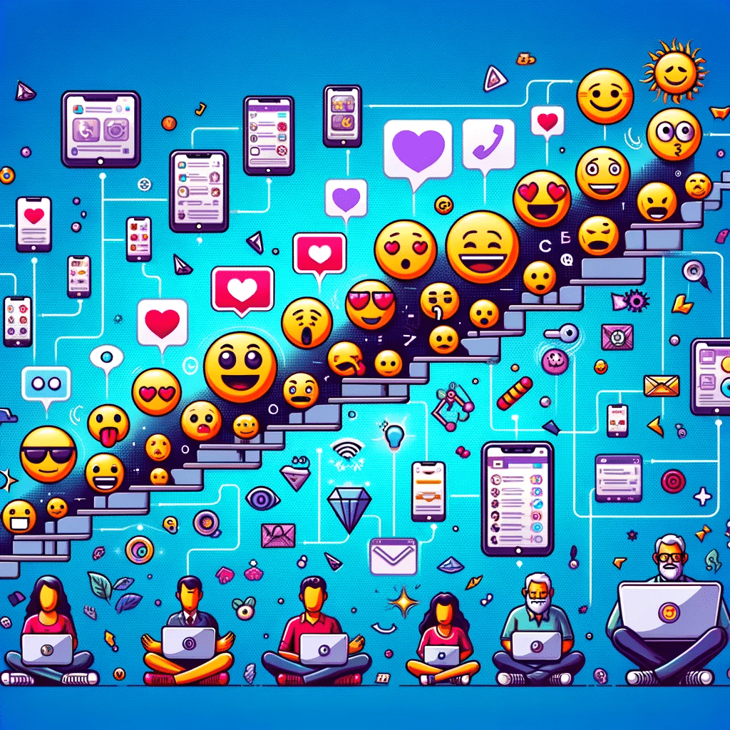 Secuencia cronológica de uso de los emojis en entorno digital con usuarios de todas las edades, mostrando su evolución. Google My Business | Posiciona.Digital