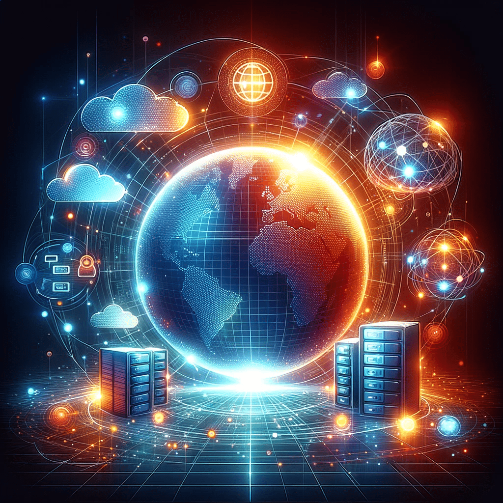 Globo rodeado de tecnología simbolizando el hosting | Posiciona.Digital