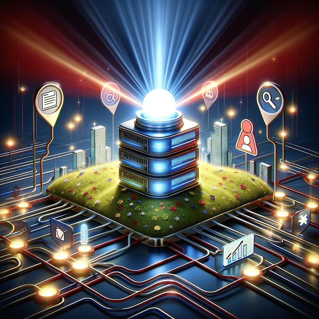 Faro de sitio web iluminando SEO y visibilidad en línea | Posiciona.Digital