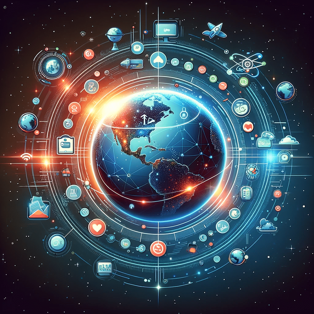 Globo terráqueo con conexiones digitales y elementos futuristas, simbolizando el avance del marketing para pymes. IA puede ayudarte a tener mayor alcance | Posiciona.Digital