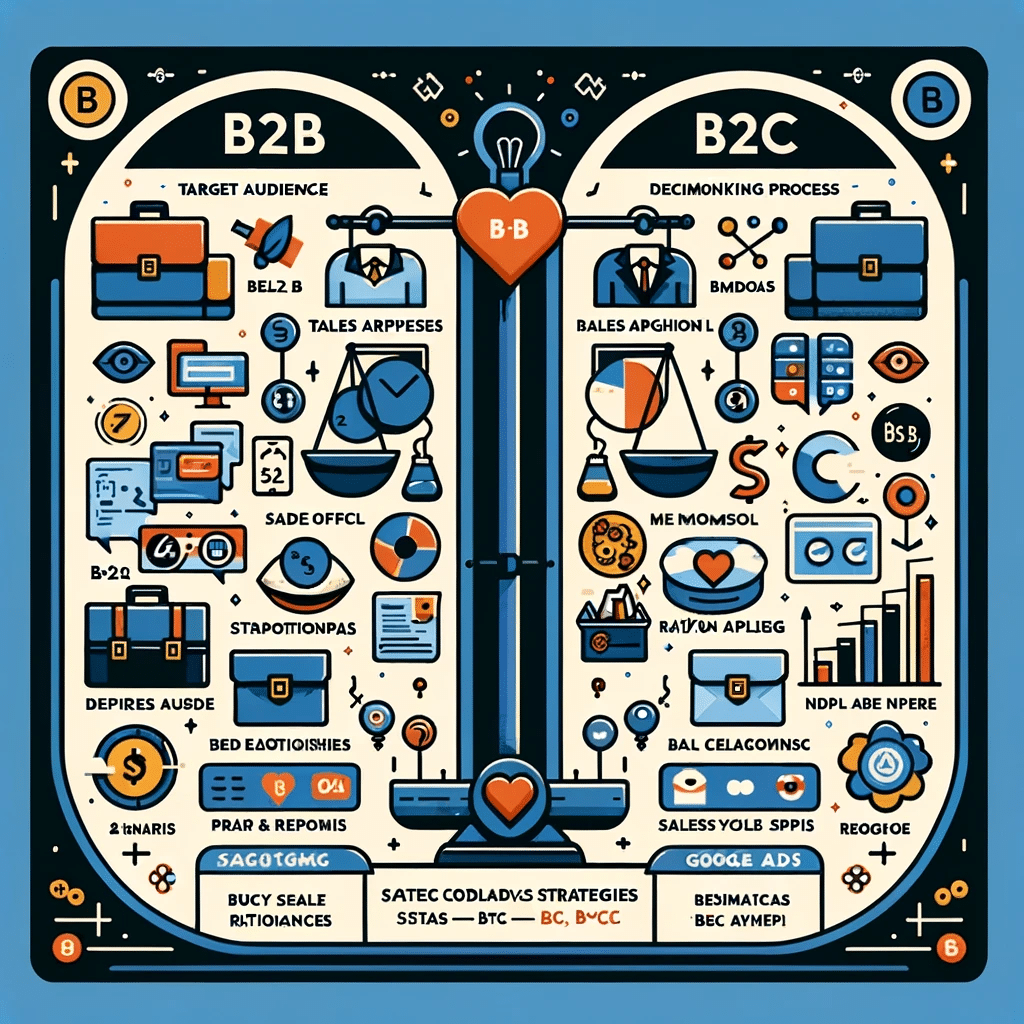 Infografía compara estrategias y contenido de Google Ads en sectores B2B vs B2C | Posiciona.Digital