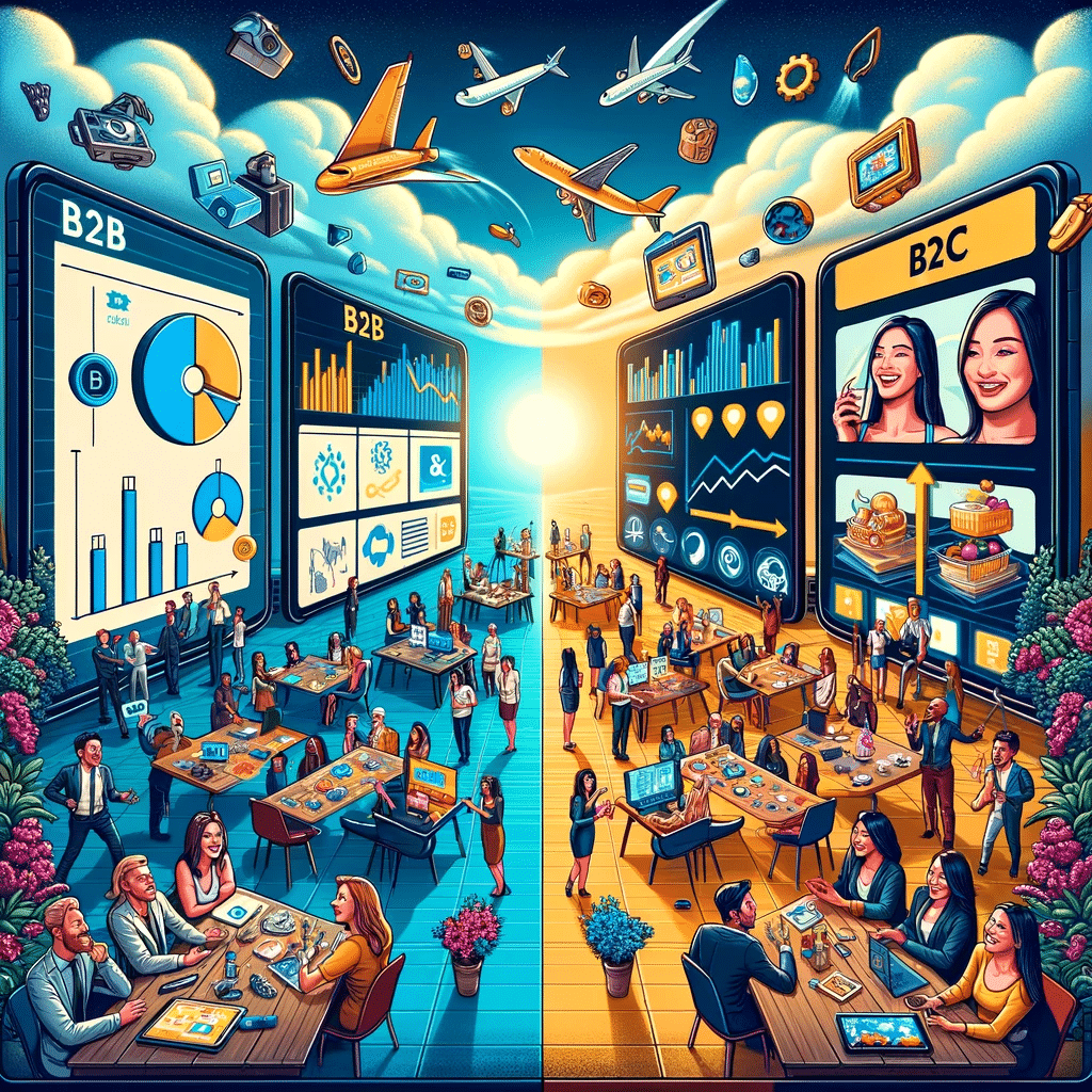 Comparación visual entre enfoques de marketing B2B vs B2C | Posiciona.Digital