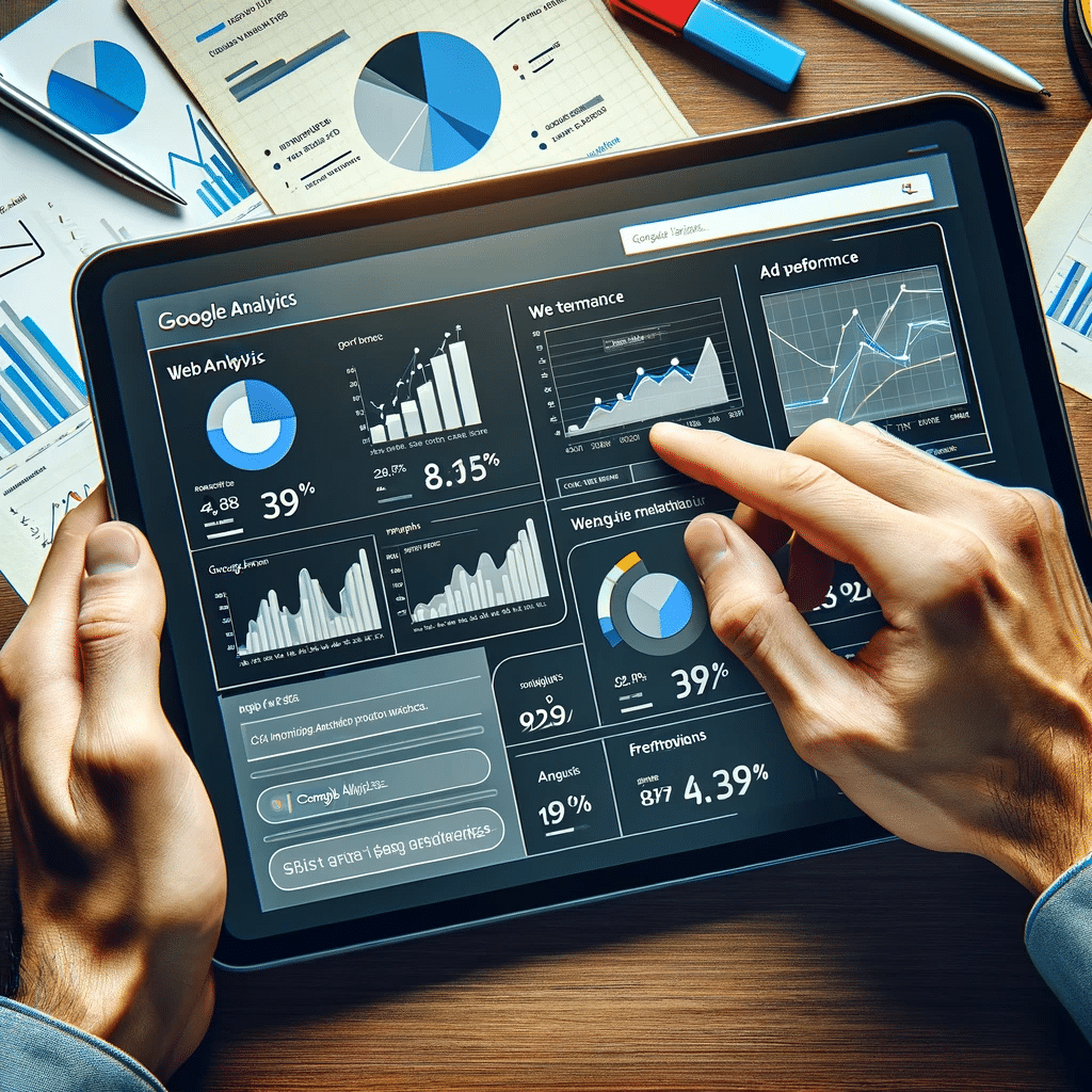 Analizando datos de Google Ads y Analytics en tablet. Comercio Electrónico para emprendedores | Posiciona.Digital