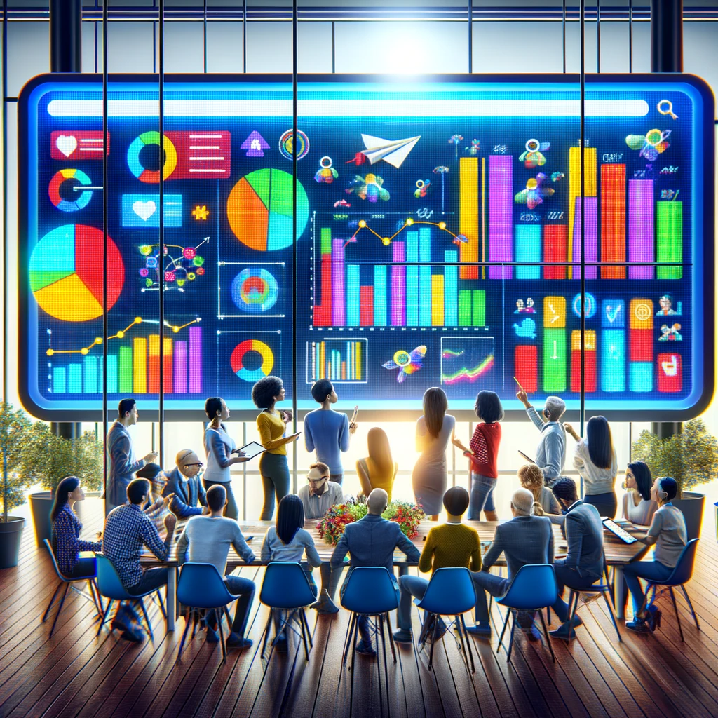 Equipo diverso analizando datos de audiencias en Google en oficina moderna | Posiciona.Digital