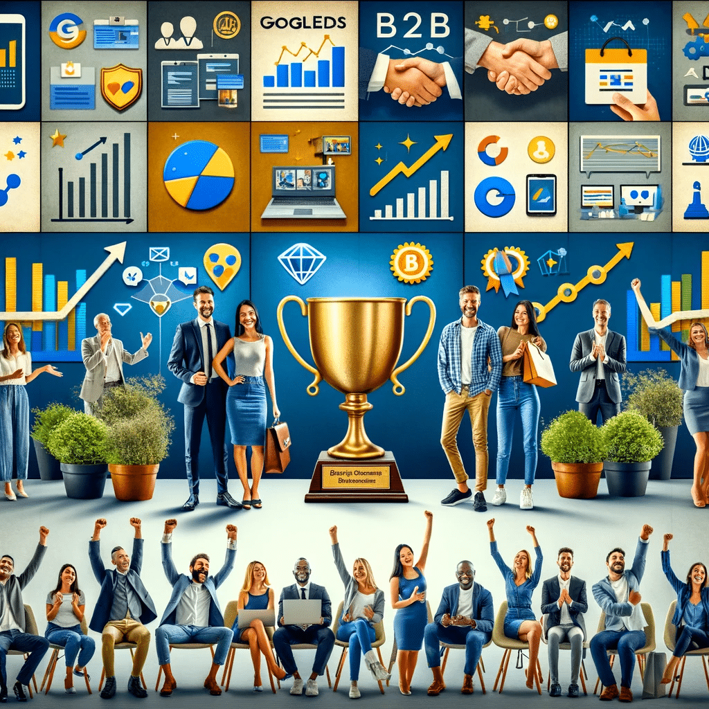 Collage de casos de éxito en Google Ads para sectores B2B y B2C | Posiciona.Digital