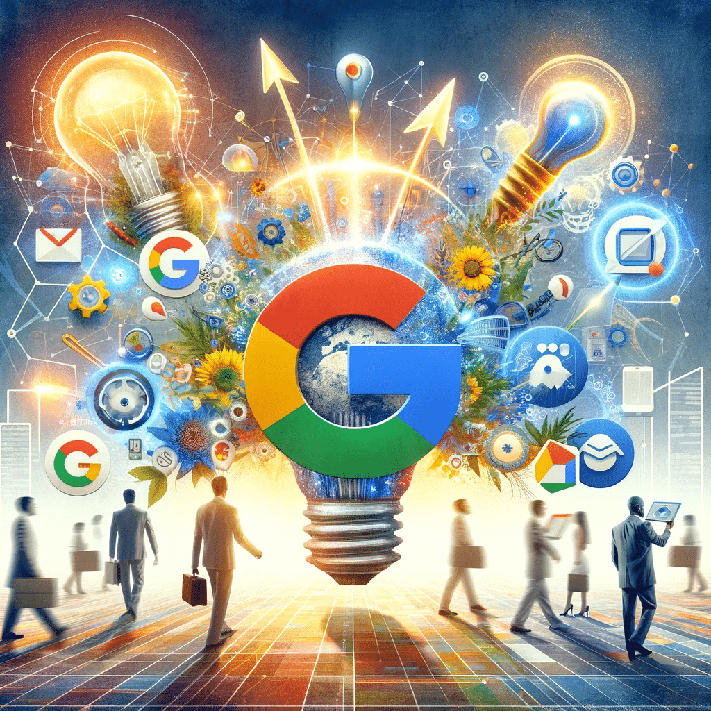 Collage de Ads mostrando crecimiento de marca con flechas ascendentes y bombillas, simbolizando innovación y reconocimiento en diversas industrias. La web transmitiendo tu mensaje. | Posiciona.Digital