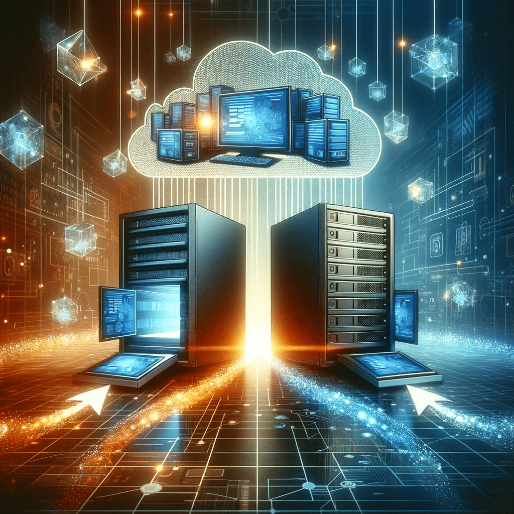 Migración de sitios web ilustrada con flujo de datos. Migrar de hosting y nombre | Posiciona.Digital