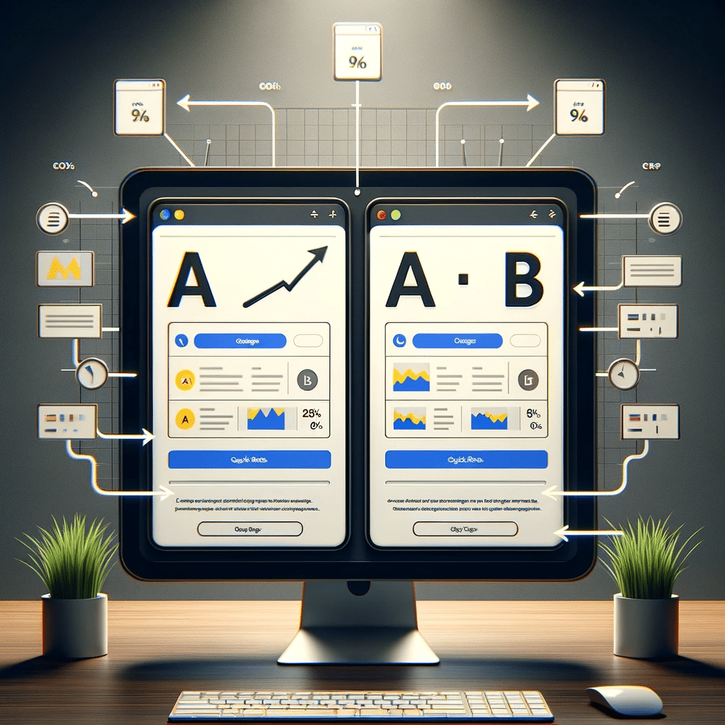 Pantalla con anuncios A/B y gráficos de rendimiento, mostrando optimización en Google Ads | Posiciona.Digital