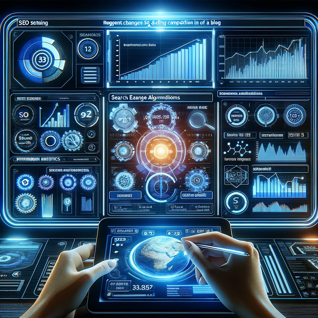 Dashboard tecnológico con tendencias SEO | Posiciona.Digital