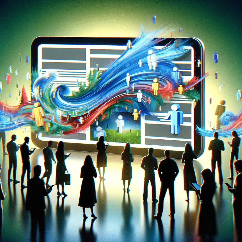 Pantalla digital mostrando anuncios dinámicos adaptados a perfiles de usuarios diversos. Estrategias de contenido dinámico en google ads para personalizar la experiencia del usuario | Posiciona.Digital