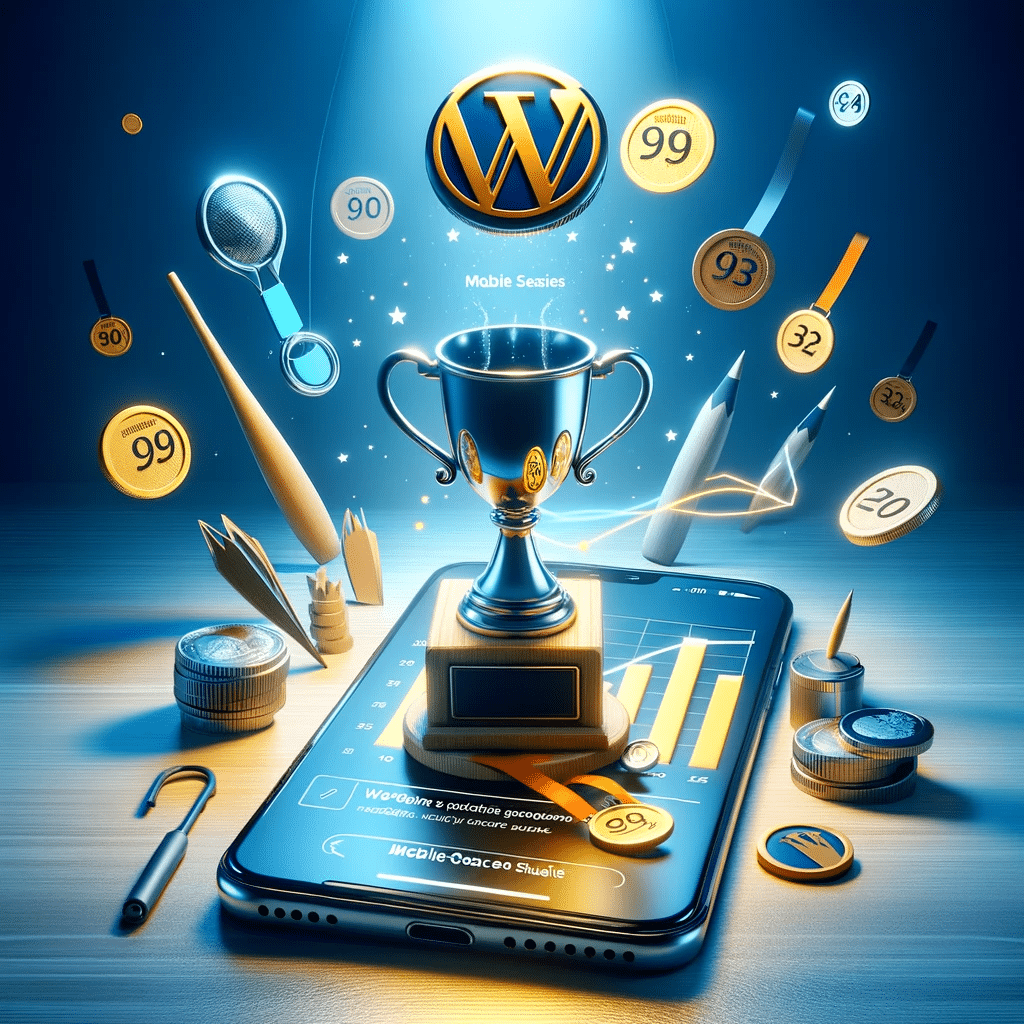 Trofeo sobre móvil con web en primer lugar | Posiciona.Digital