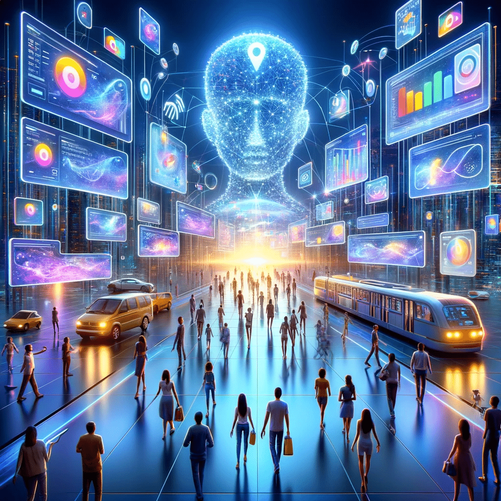 Paisaje digital futurista con análisis de sentimientos mejorando publicidad. | Posiciona.Digital