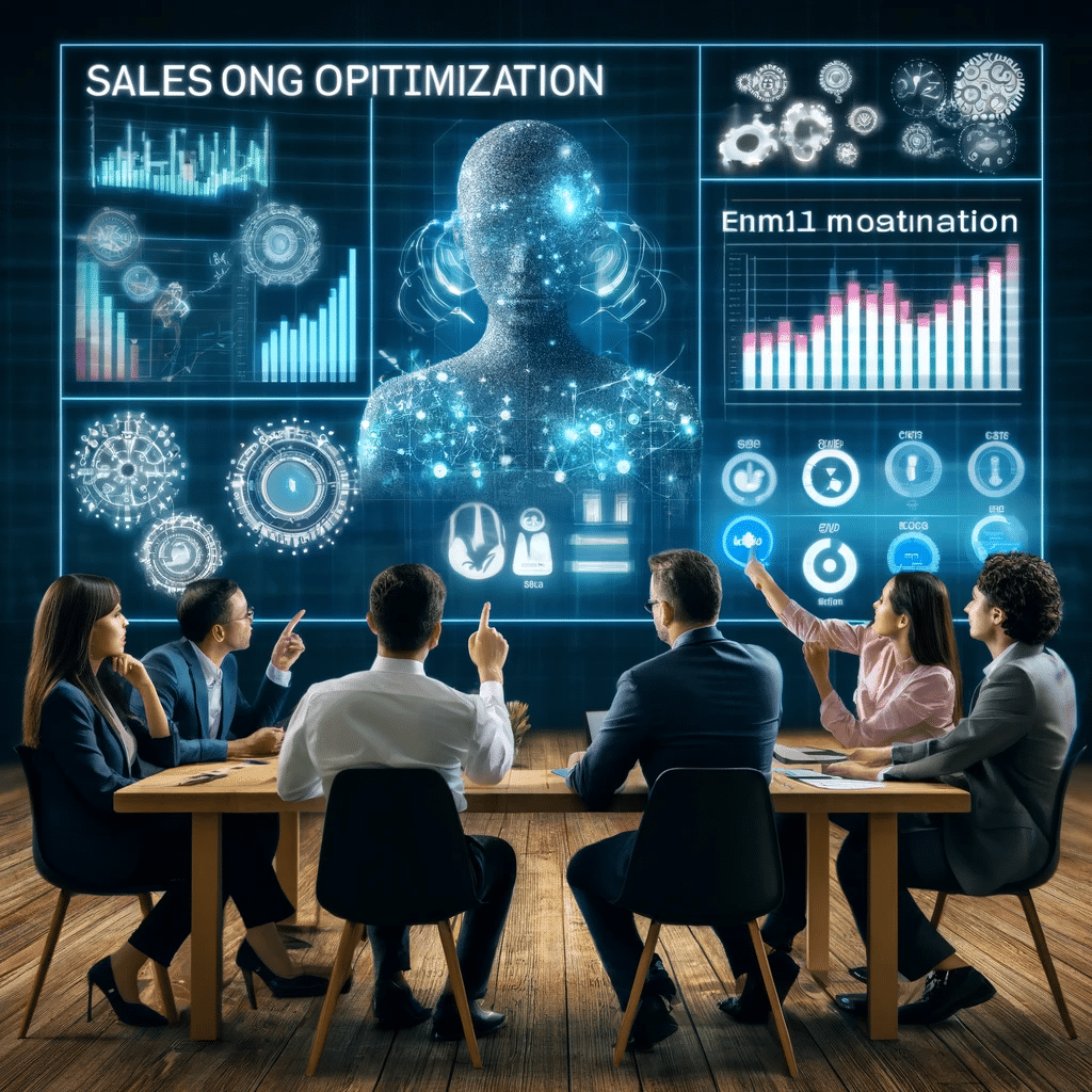 Equipo discute estrategias de ventas con IA. Mejores herramientas tiempo real mediante el uso productos modelos tienda b2b | Posiciona.Digital