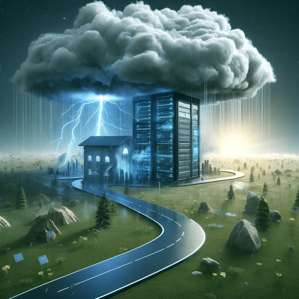 Tormenta digital simboliza elección errónea de hosting. Cloud hosting plan de alojamiento | Posiciona.Digital