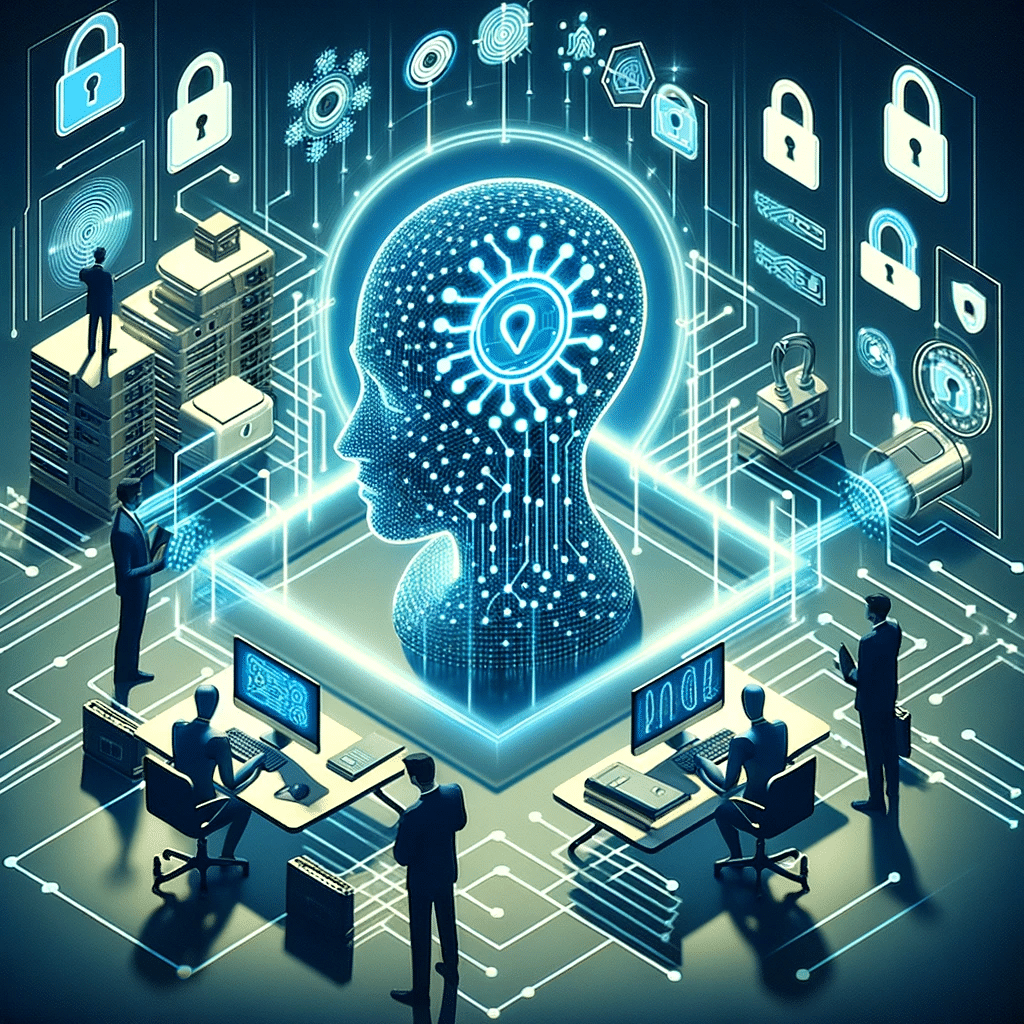 IA protegiendo datos empresariales sensibles. Usuarios y organización de sistema Uso de la ia detección de amenazas campo y ataques de phishing y redes  | Posiciona.Digital