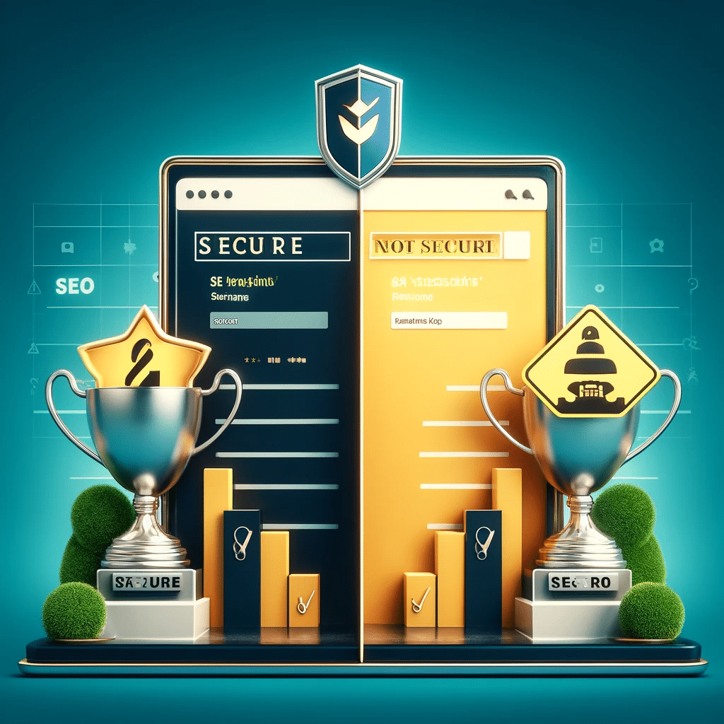 Comparación SEO entre páginas web seguros y no seguros. Alojamiento web para clientes, ciberseguridad | Posiciona.Digital