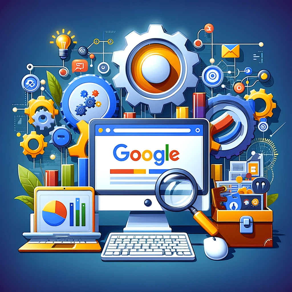 Ilustración de herramientas para optimizar en marketing digital. | Posiciona.Digital